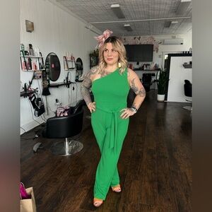Green One-Shoulder Jumpsuit